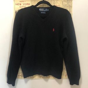 Vintage Polo V Neck Lambs Wool Sweater